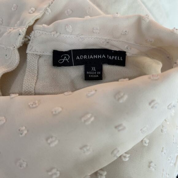 Adrianna‎ Papell XL Top with Sleeves Schoolboy Cream Dotted Sleeves Blouse (7) - Picture 11 of 12